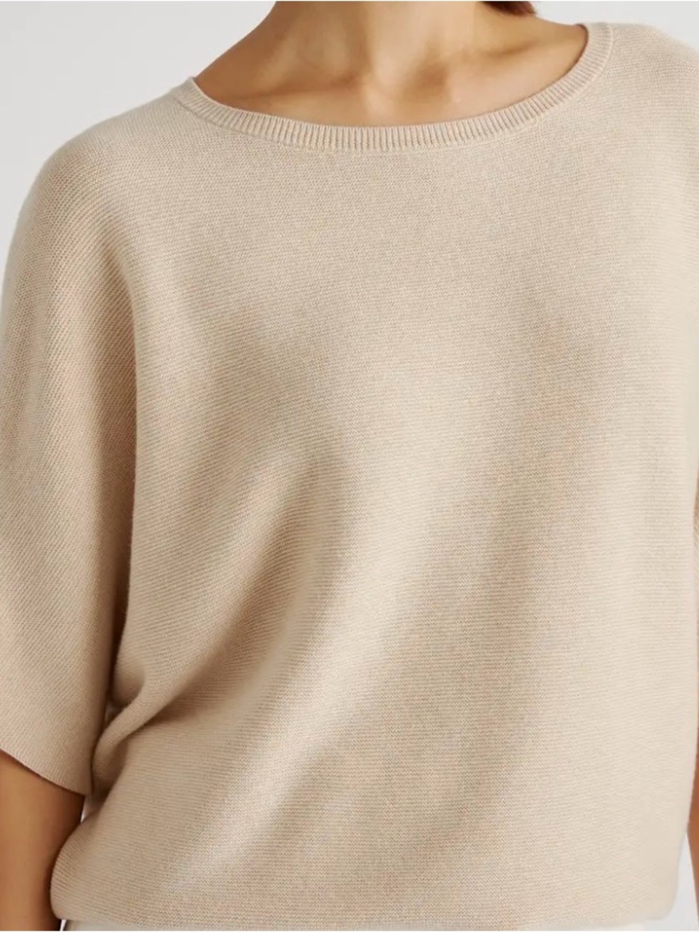 Women's Lightweight Cotton Cashmere Dolman Sleeve Sweater - Heather Oatmeal